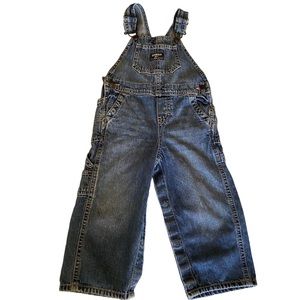 Oshkosh Denim Bib Overalls Romper Carpenter Style Baby Boy 24 Months 100% Cotton